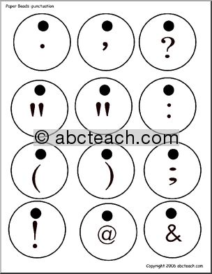 Paper Beads: Punctuation Symbols (b&w)