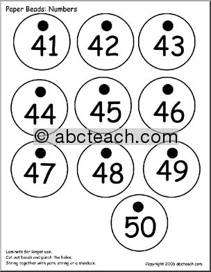 Paper Beads: Numbers 41-50 (b/w)