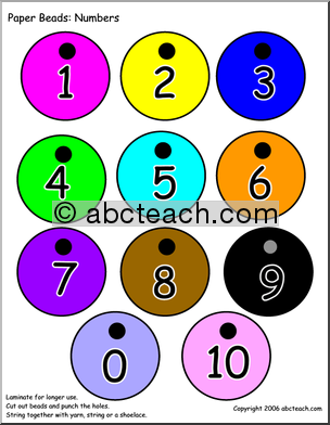 Paper Beads: Numbers 1 – 10 (color)