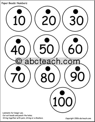 Paper Beads: Count by 10s (b/w)