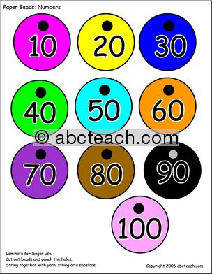 Paper Beads: Count by 10s (color)