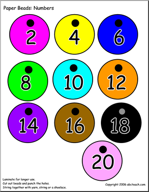 Paper Beads: Numbers – Count by 2s (color)