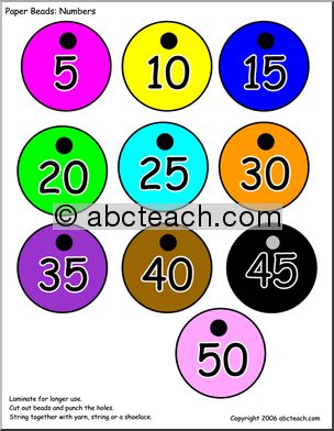 Paper Beads: Numbers – Count by 5s (color)