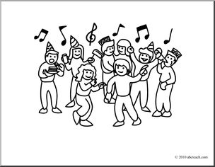 Clip Art: Basic Words: Party (coloring page)