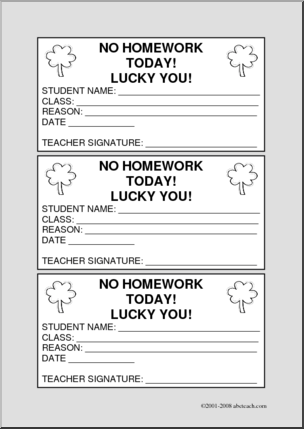 Pass: No Homework! Lucky You!