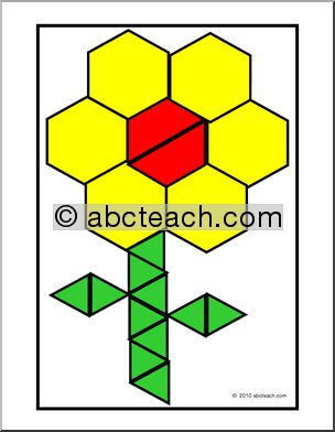 Pattern Block Card: Medium Flower-Daisy (montessori) (color)
