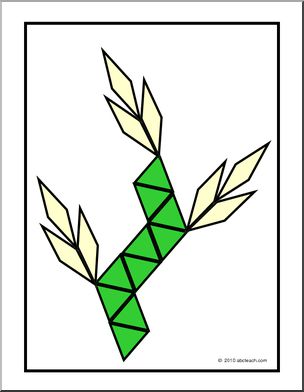 Pattern Block Card: Medium Flower-Tropical Pattern (montessori) (color)