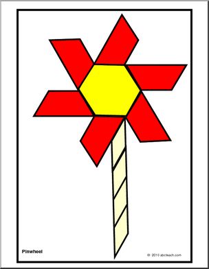 Pattern Block Card: Medium Toy-Pinwheel (montessori) (color)