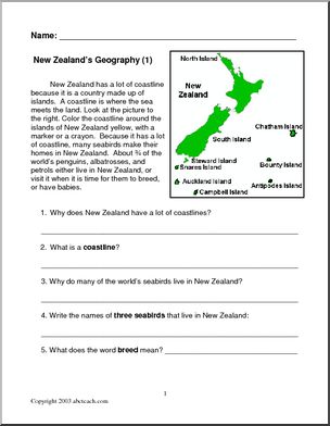 Comprehension: New Zealand Geography