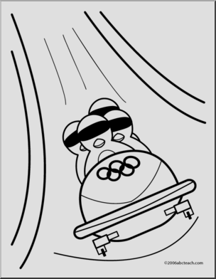 Coloring Page: Olympics – Bobsleigh (cute)