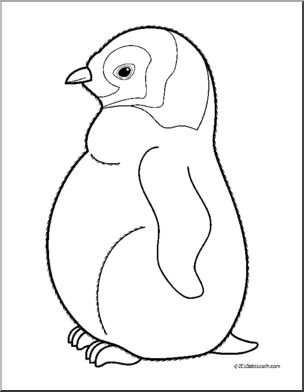 Clip Art: Baby Animals: Penguin Chick (coloring page)