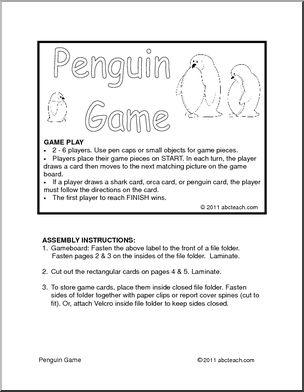 Board Game: Penguin Game (b/w) (primary/elem)