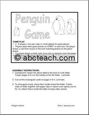 Board Game: Penguin Game (b/w) (primary/elem)