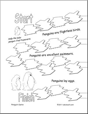 Game Board: Penguin Blank Game Board (b/w) (primary/elem)