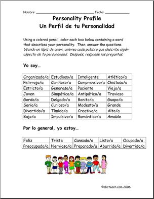 Spanish:  Spanish 1 – Practica de  Adjetivos Descriptivos (secundaria)