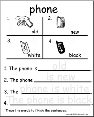 Beginning Writing Practice, Set 10a – trace (phone)