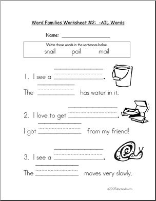 Word Family – ail words Worksheet
