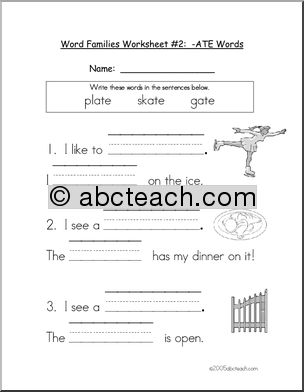 Word Family – ate words Phonics