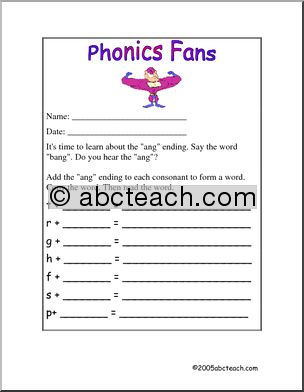 Phonics Fans: “ang” words