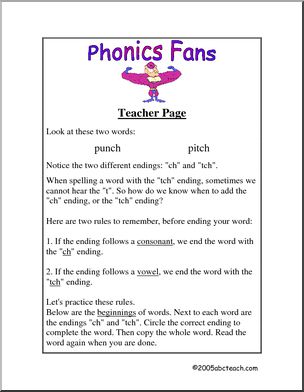 Phonics Fans: “ch” and “tch” words