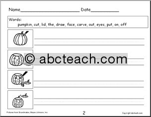 Worksheet: Halloween Sentences (pre-k/primary)