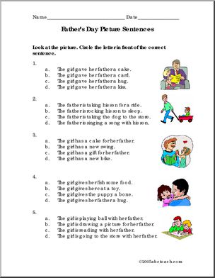 Picture Sentences – Father’s Day (primary) Worksheet