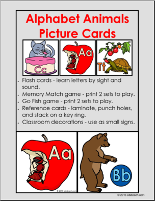 Alphabet Animals Picture Cards