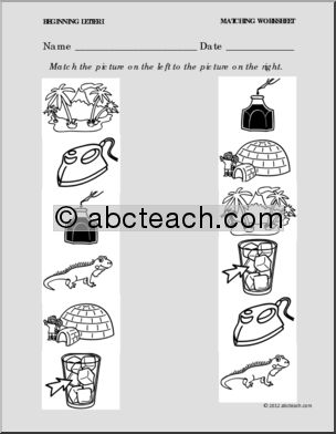 Matching: Picture to Picture Letter I (PreK/Kdg)