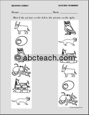 Matching: Picture to Picture Letter O (PreK-Kdg)