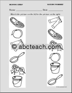 Matching: Picture to Picture Letter P (PreK-Kdg)