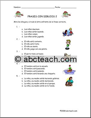 Spanish: Frases con dibujos #2 (elementaria)