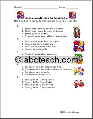 Spanish: Frases con dibujos: La Navidad 2 (elementaria)