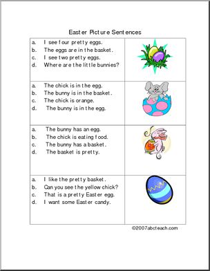 Worksheet: Picture Sentences – Easter  (primary)