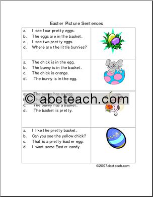 Worksheet: Picture Sentences – Easter  (primary)