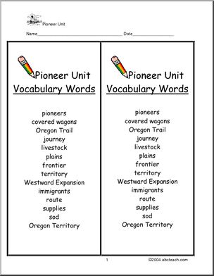 Vocabulary: Pioneers (elem/upper elem)