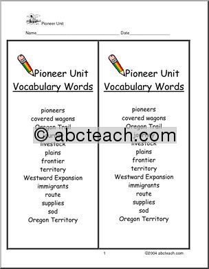 Vocabulary: Pioneers (elem/upper elem)