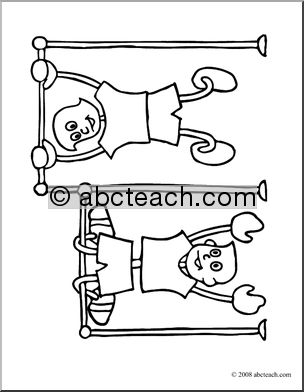 Clip Art: Cartoon School Scene: Playground 02 (coloring page)
