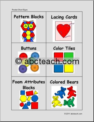 Center Signs: Pocket Charts (color) (set 3)