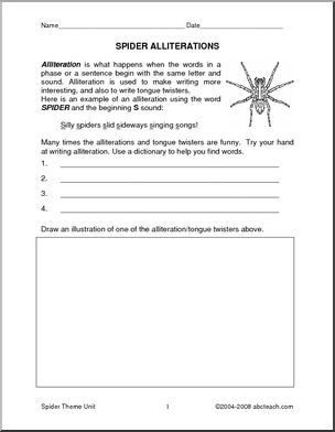 Spiders (upper elem) Poetry Prompts