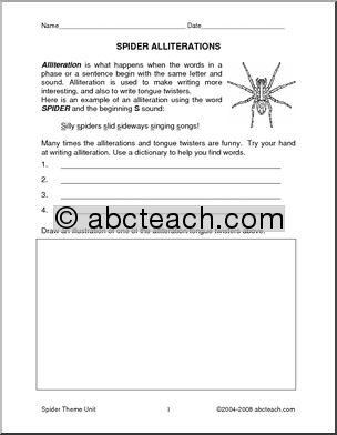 Spiders (upper elem) Poetry Prompts