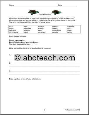 Ponds and Language Arts (elementary) Worksheets