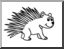Clip Art: Basic Words: Porcupine (coloring page)