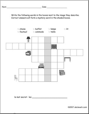 French: Word Theme Puzzle-meubles