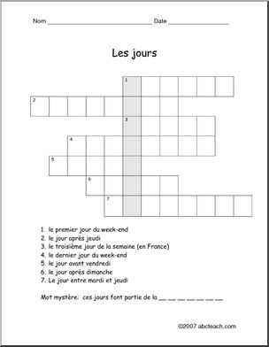 French: Word Theme Puzzle–semaine
