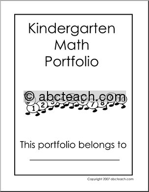 Portfolio Cover: Kindergarten Math (B/W)