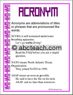 Acronym Vocabulary Poster