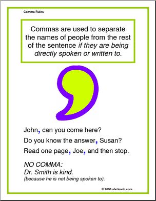 Punctuation Poster: Comma Rules (multi-age)