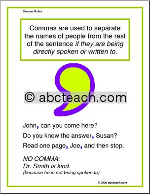 Punctuation Poster: Comma Rules (multi-age)