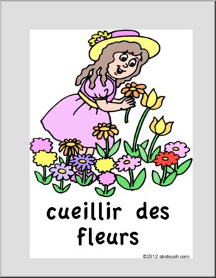 French: Affiche, Ã¬cueillir des fleursÃ®