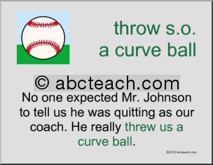 Poster: Baseball Idiom: Ã¬throw a curve ballÃ® (ESL)